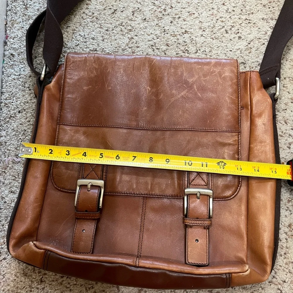 FOSSIL Messenger Crossbody Bag Unisex Brown Distressed‎ Leather Business School